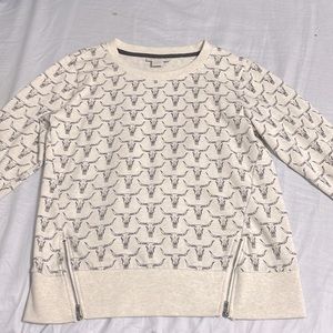Ariat small cream and brown bull horns sweater with zippers